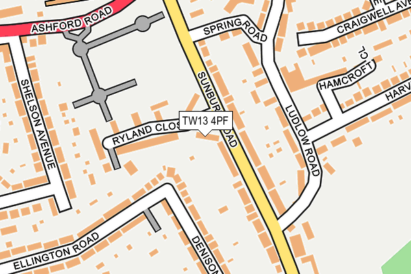 TW13 4PF map - OS OpenMap – Local (Ordnance Survey)