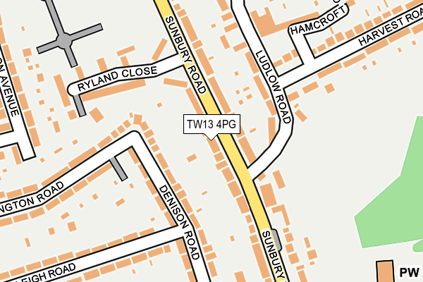 TW13 4PG map - OS OpenMap – Local (Ordnance Survey)