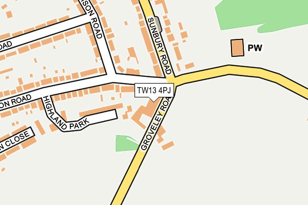 TW13 4PJ map - OS OpenMap – Local (Ordnance Survey)
