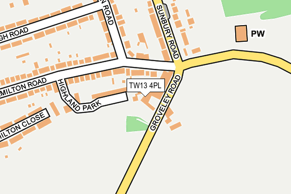 TW13 4PL map - OS OpenMap – Local (Ordnance Survey)