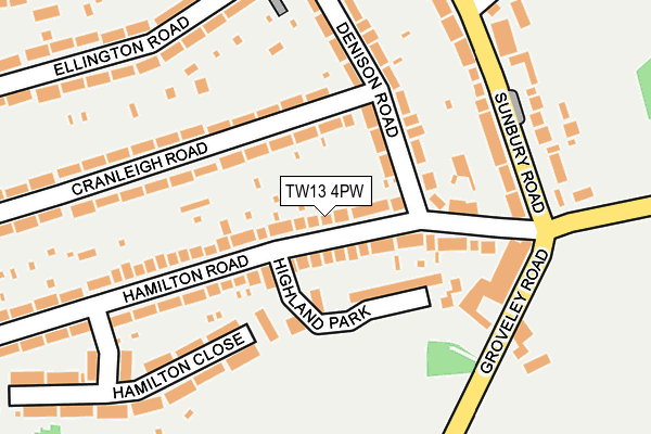 TW13 4PW map - OS OpenMap – Local (Ordnance Survey)