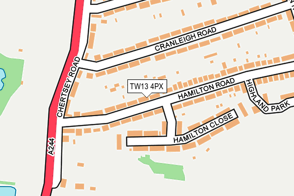 TW13 4PX map - OS OpenMap – Local (Ordnance Survey)