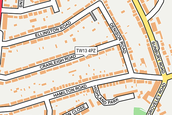 TW13 4PZ map - OS OpenMap – Local (Ordnance Survey)