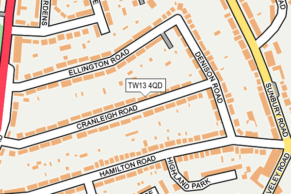 TW13 4QD map - OS OpenMap – Local (Ordnance Survey)