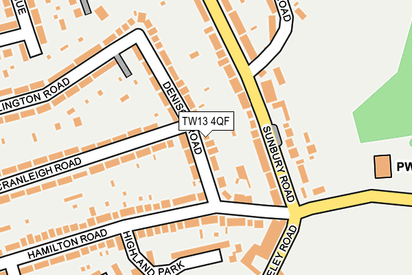 TW13 4QF map - OS OpenMap – Local (Ordnance Survey)