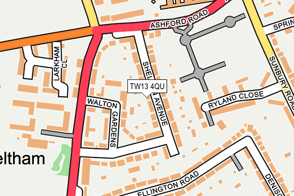 TW13 4QU map - OS OpenMap – Local (Ordnance Survey)