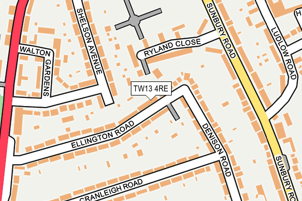 TW13 4RE map - OS OpenMap – Local (Ordnance Survey)