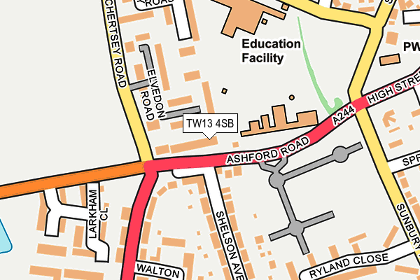TW13 4SB map - OS OpenMap – Local (Ordnance Survey)