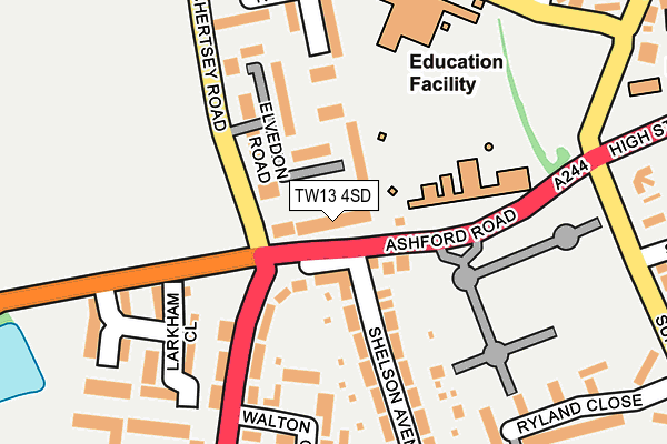 TW13 4SD map - OS OpenMap – Local (Ordnance Survey)