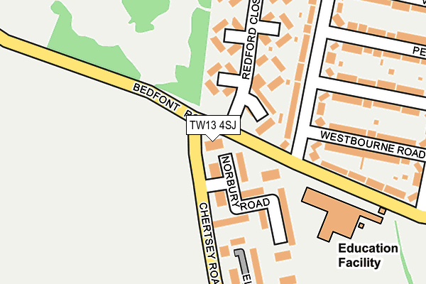 TW13 4SJ map - OS OpenMap – Local (Ordnance Survey)