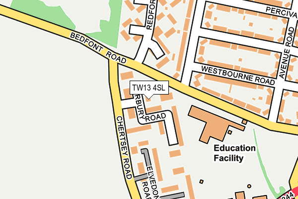 TW13 4SL map - OS OpenMap – Local (Ordnance Survey)
