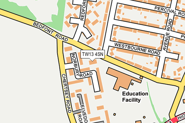 TW13 4SN map - OS OpenMap – Local (Ordnance Survey)
