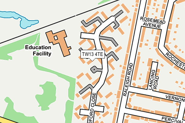 TW13 4TE map - OS OpenMap – Local (Ordnance Survey)