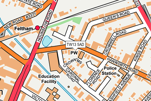 TW13 5AD map - OS OpenMap – Local (Ordnance Survey)