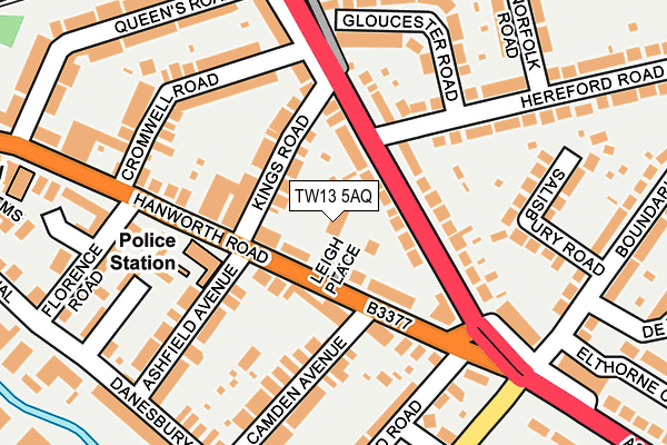 TW13 5AQ map - OS OpenMap – Local (Ordnance Survey)