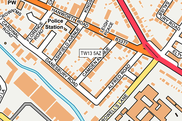 TW13 5AZ map - OS OpenMap – Local (Ordnance Survey)