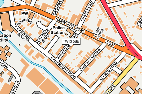 TW13 5BE map - OS OpenMap – Local (Ordnance Survey)