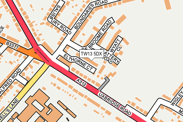 TW13 5DX map - OS OpenMap – Local (Ordnance Survey)