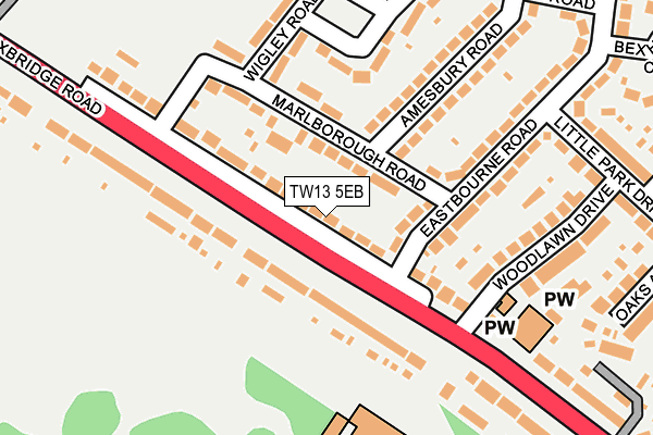 TW13 5EB map - OS OpenMap – Local (Ordnance Survey)