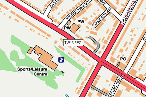 TW13 5EG map - OS OpenMap – Local (Ordnance Survey)