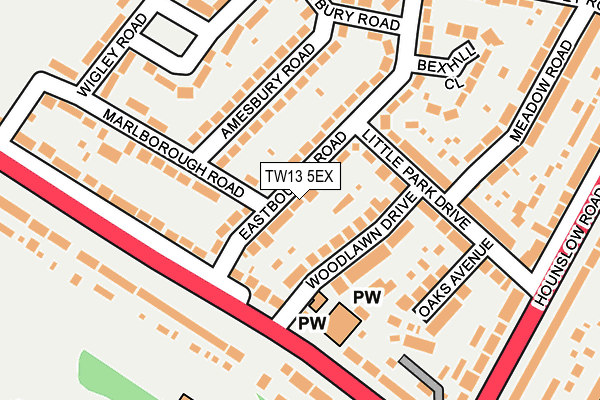 TW13 5EX map - OS OpenMap – Local (Ordnance Survey)