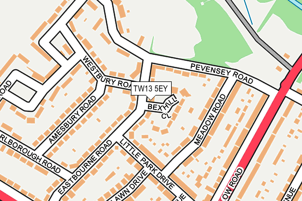 TW13 5EY map - OS OpenMap – Local (Ordnance Survey)