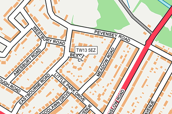 TW13 5EZ map - OS OpenMap – Local (Ordnance Survey)