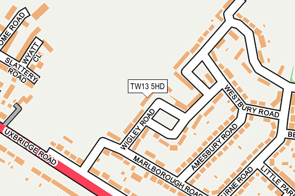 TW13 5HD map - OS OpenMap – Local (Ordnance Survey)
