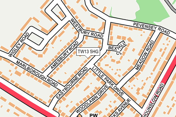 TW13 5HG map - OS OpenMap – Local (Ordnance Survey)