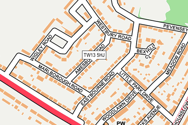 TW13 5HJ map - OS OpenMap – Local (Ordnance Survey)