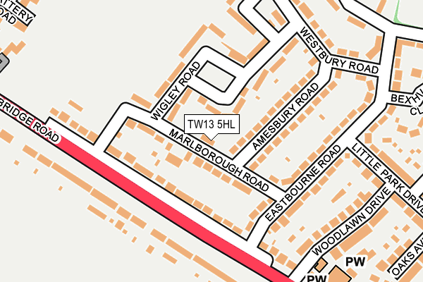 TW13 5HL map - OS OpenMap – Local (Ordnance Survey)