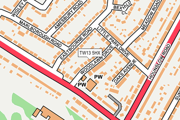 TW13 5HX map - OS OpenMap – Local (Ordnance Survey)