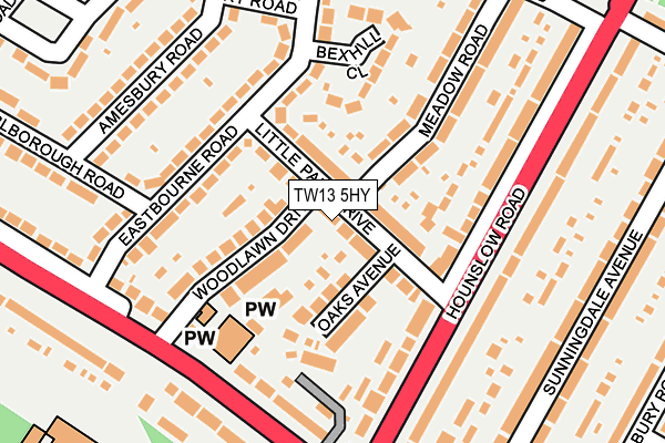 TW13 5HY map - OS OpenMap – Local (Ordnance Survey)