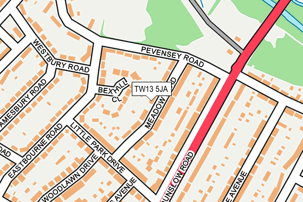 TW13 5JA map - OS OpenMap – Local (Ordnance Survey)