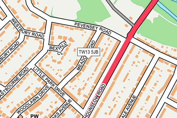 TW13 5JB map - OS OpenMap – Local (Ordnance Survey)