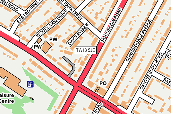 TW13 5JE map - OS OpenMap – Local (Ordnance Survey)