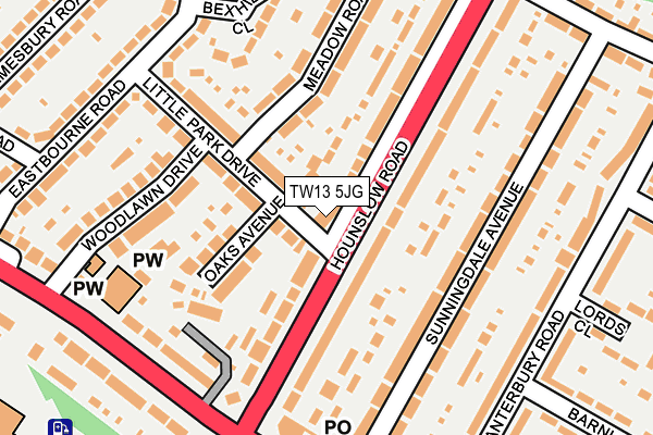 TW13 5JG map - OS OpenMap – Local (Ordnance Survey)
