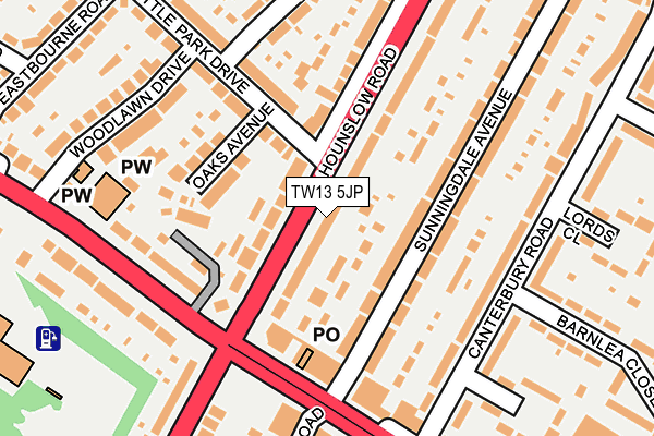 TW13 5JP map - OS OpenMap – Local (Ordnance Survey)