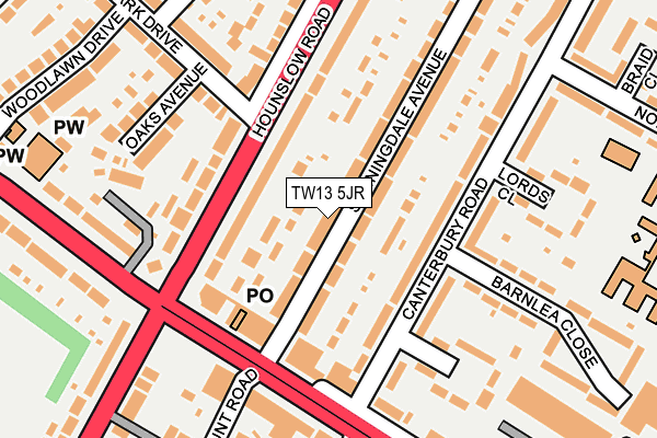 TW13 5JR map - OS OpenMap – Local (Ordnance Survey)