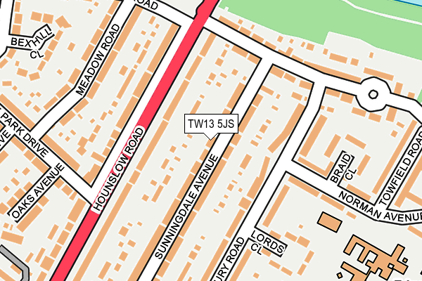 TW13 5JS map - OS OpenMap – Local (Ordnance Survey)