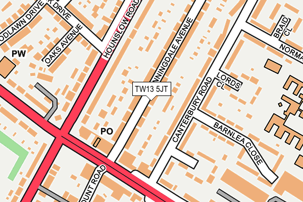TW13 5JT map - OS OpenMap – Local (Ordnance Survey)