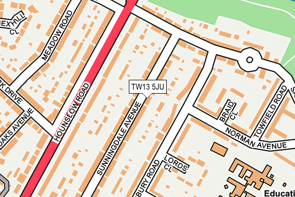 TW13 5JU map - OS OpenMap – Local (Ordnance Survey)