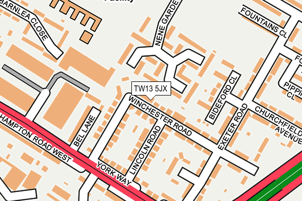 TW13 5JX map - OS OpenMap – Local (Ordnance Survey)