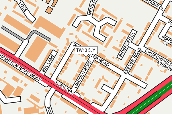 TW13 5JY map - OS OpenMap – Local (Ordnance Survey)