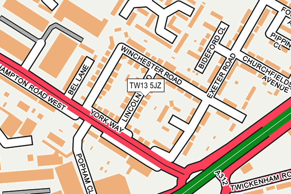 TW13 5JZ map - OS OpenMap – Local (Ordnance Survey)