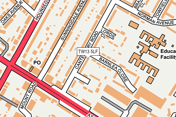 TW13 5LF map - OS OpenMap – Local (Ordnance Survey)