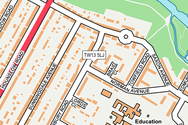 TW13 5LJ map - OS OpenMap – Local (Ordnance Survey)