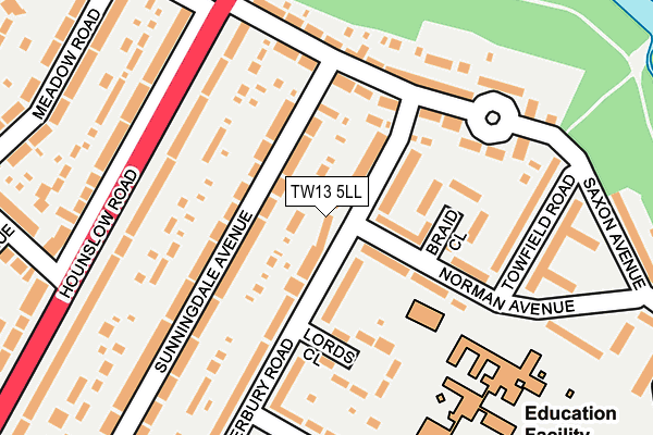 TW13 5LL map - OS OpenMap – Local (Ordnance Survey)