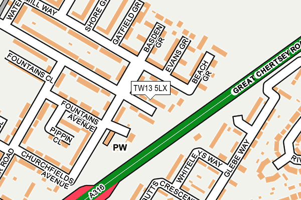 TW13 5LX map - OS OpenMap – Local (Ordnance Survey)