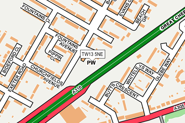 TW13 5NE map - OS OpenMap – Local (Ordnance Survey)
